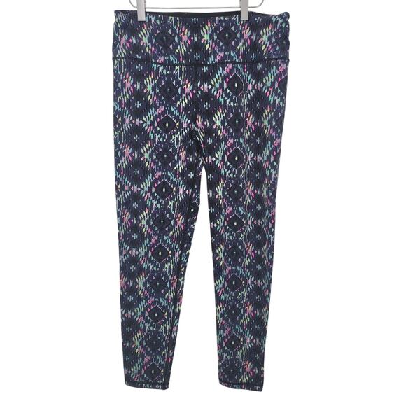 Victoria's Secret Sport Leggings Large Womens Blue Multicolor High Rise Pull On - Picture 1 of 6